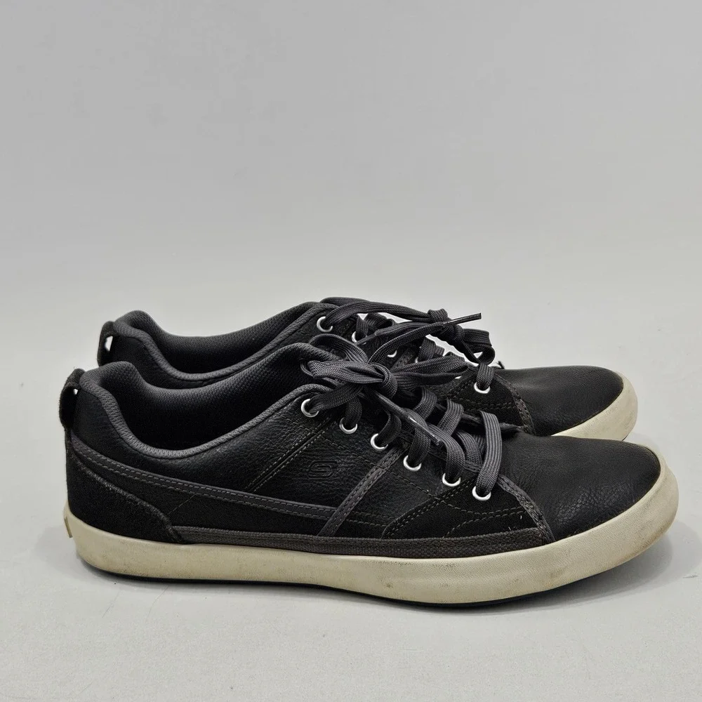 Skechers 62885 Sneaker Mens 11 Charcoal Leather Casual Walking Comfort Shoes